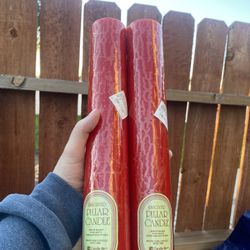 2 Red Pillar Candles, Large