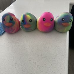 Sunny Days Jumbo Squeezy Duck XL Rainbow  Tie Dye Squishy Sensory Fidget NWT