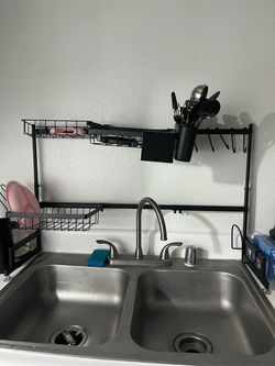 Black Over-the-Sink Dish Drying Rack