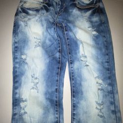 Lovesick women’s jeans 13 bleach washed ripped faded distressed Acid Blue 