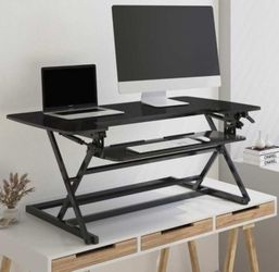 FlexiSpot Height-Adjustable Standing Desk Riser With Removable Keyboard Tray | Black