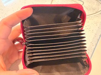Red Zipper Card Holder Wallet