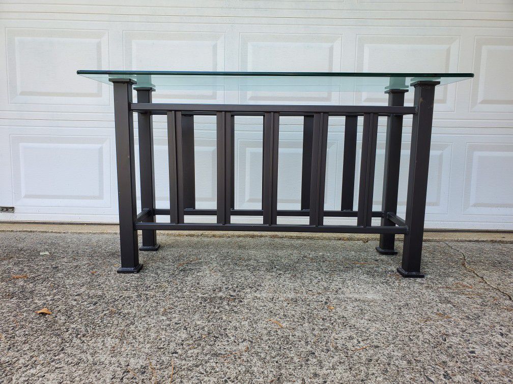 Mission Style Console / Sofa Table Iron and Glass 