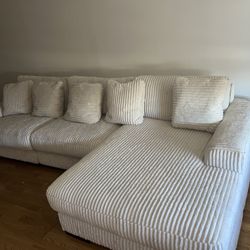 white 3 piece corduroy sectional sofa