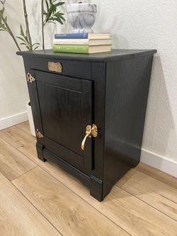 Vintage Style Black Ice Box Cabinet Table