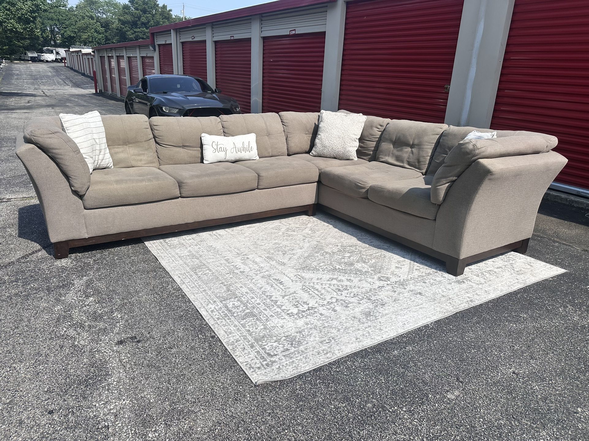 FREE DELIVERY L-Shaped Sectional Couch β Tan & Brown, Comfy & Clean, Fast Delivery