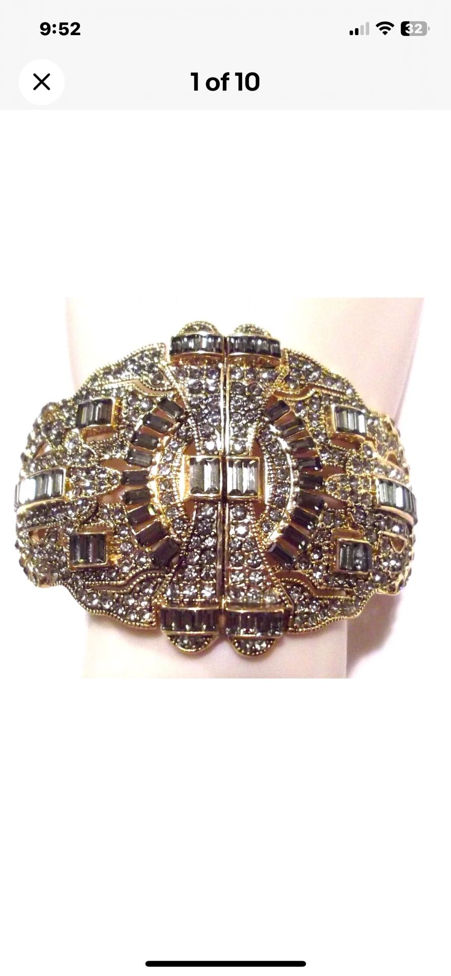 Great Gatsby Art Deco Style Cuff Bracelet