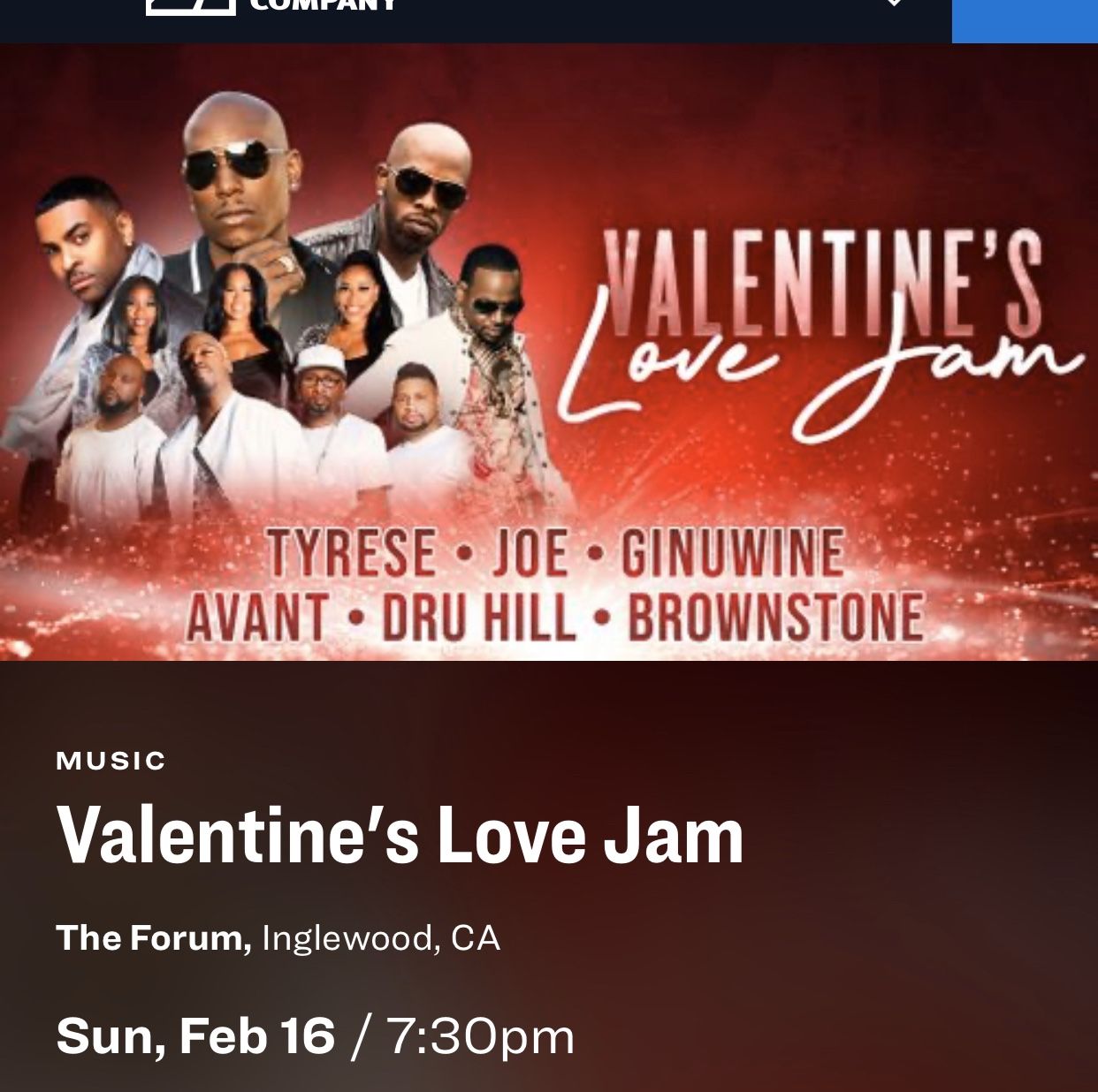 Valentine’s love jam tickets