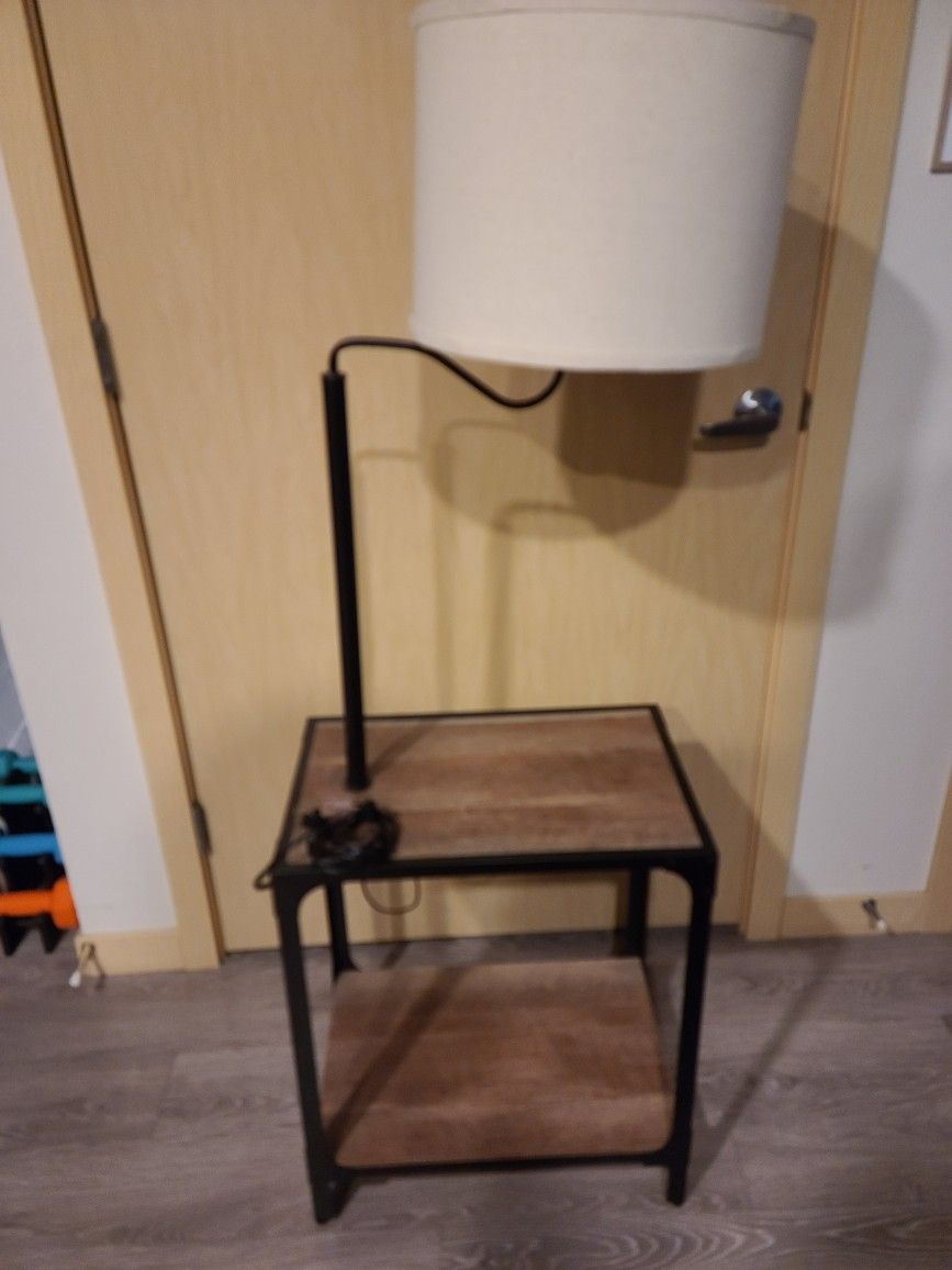 Side table with lamp and USB charger