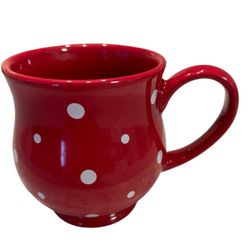 Charming Red Ceramic Mug with Polka Dots Temp-Tations by Tara Polka Dot Series Red White 16 Oz Coffee Tea Mug Cup