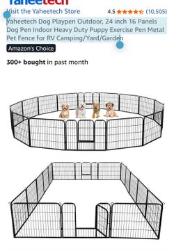 Yaheetech Dog Playpen Outdoor, 24 inch 16 Panels Dog Pen Indoor Heavy Duty Puppy Exercise Pen Metal Pet Fence for RV Camping/Yard/Garde