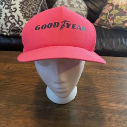 VTG Goodyear Neon Pink Snapback Hat 