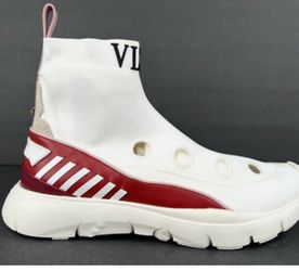 VALENTINO GARAVANI Rockstud Cut out stretch knit high top Women sneakers EU 37.5