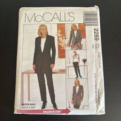 McCalls Sewing Pattern 2289 Size FW 18 20 22 Jacket Top Pants Skirt 1999