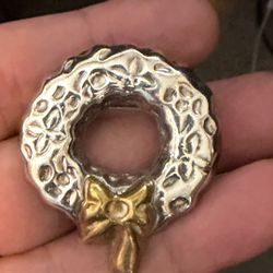 Vintage Sterling Silver Brooch With Some Gold On It