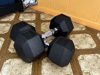 Pair of 30 KG Rubber Hex Dumbbells (60 KG Total)