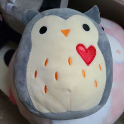 Squishmallow Gray Owl with Pink Heart Valentine Love 8" Plush Stuffed Animal Toy