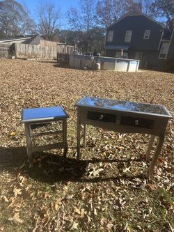 Vanity/ Nightstand Glass Table And Mirrors 