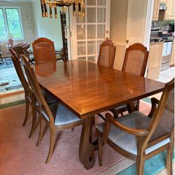 Drexel Furniture Dining Room Table, Chairs, and Buffet Cabinet