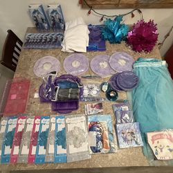 Disney Frozen Birthday Decorations Party Favors Table Skirt Table Cloth Candy Bags Plates Scooper Tongs Napkins 