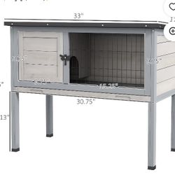 Pawhut Elevated Wood Rabbit Hutch With Asphalt Roof New In Box
