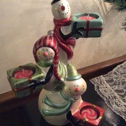 NEW Snowman Candle Holder