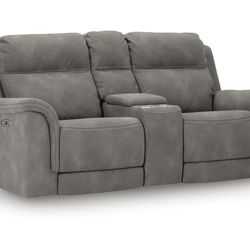 Next-Gen DuraPella Performance Fabric Dual Power Reclining Loveseat with Console