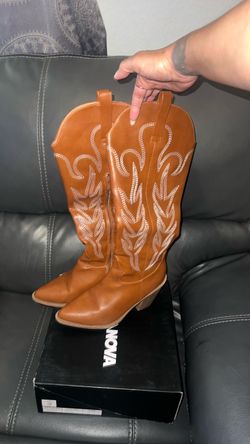 Tan Cowboy Western Knee-High Boots