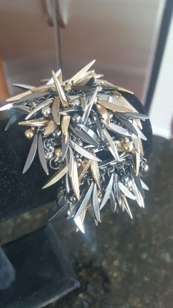 Bar Iii Antique Silver-Tone and Gold-Tone Caterpillar Stretch Bracelet (NWT 39.50)