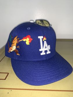 Rare Charizard Burnt LA Dodgers Fitted 7 1/4 Blue Embroidered brand New!