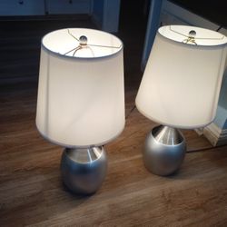 2 TOUCH TABLE LAMPS SILVER  ORE International 24" $80 (Like A New)  Pick Up WEST HILLS CA. 