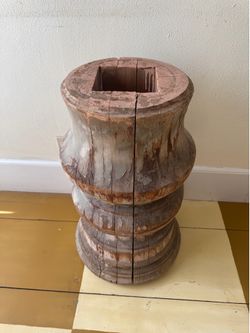 Antique Wooden Oxcart Wheel Hub - Architectural Salvage Pedestal