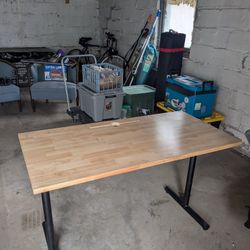 Sturdy Wood Desk With Metal Legs