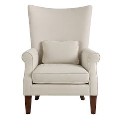 Living Spaces High-Back Wingback Chair – Neutral Fabric 
