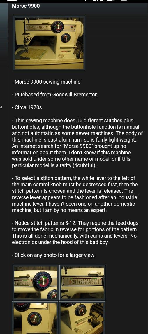 Morse Sewing Machine Model 9900f