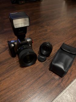 Canon EOS Rebel T2 Film Camera Kit + Sigma 24mm f/1.4 Art + 50mm f/1.8 STM + 420EX Flash