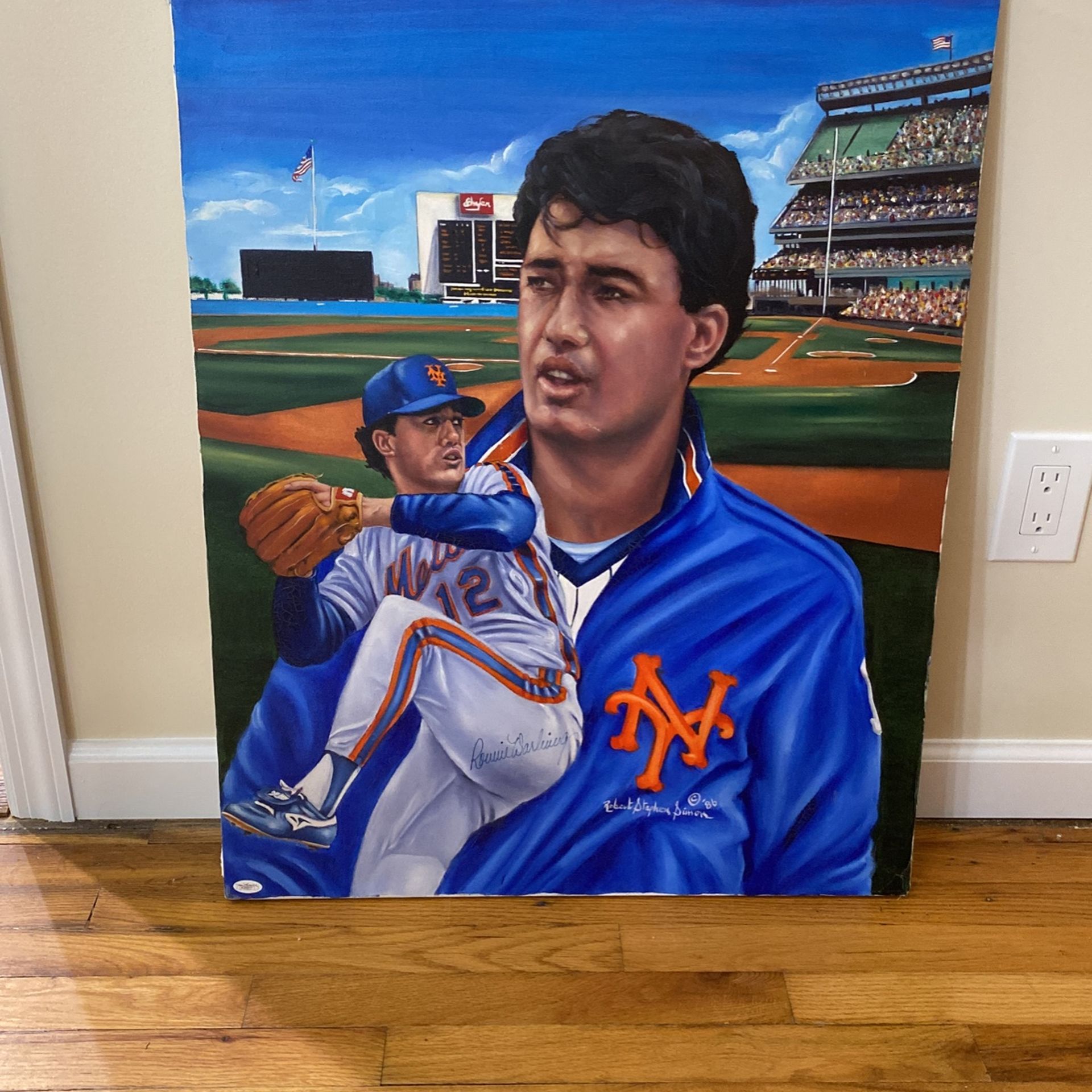 Ron Darling NY Mets 24x30 Signed Painting By Robert Stephen Simon With JSA  Authentication . Small Slit In The Chin Starting . for Sale in Smithtown,  NY - OfferUp