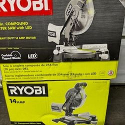 Riobi 14 Amp Corded 10 in. Compound Miter Saw with LED Cutline Indicator
