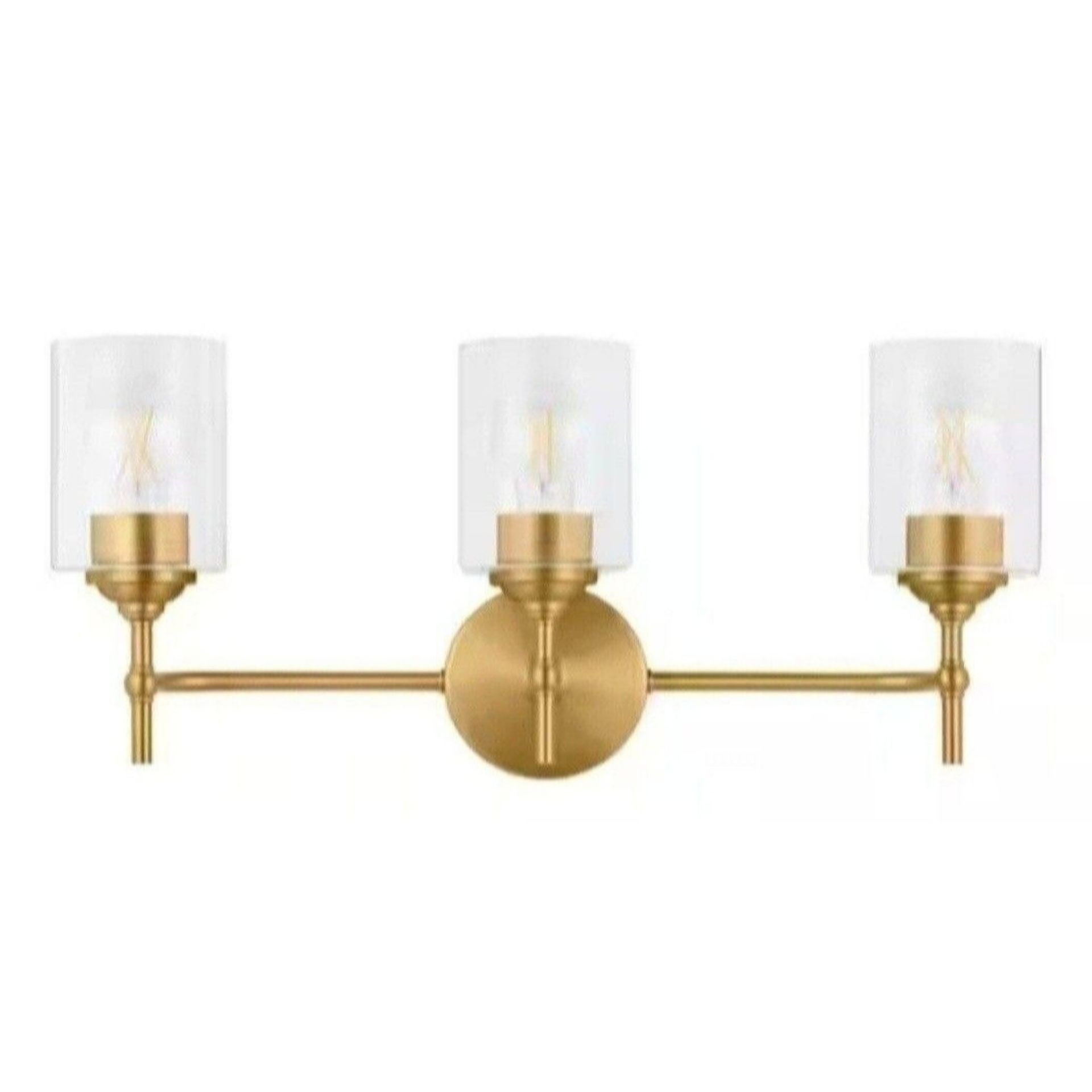 HDC Ayelen 3-Light Matte Brass Modern Bathroom Vanity Light with Clear Glass
