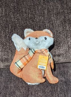 Fall fox with scarf plush toy
