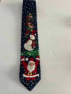Vintage  Hallmark  Christmas Tie Navy & Multi Color
