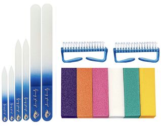 Bundle of 6 glasses nail files + 6 buffers + 2 nail brushes