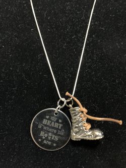 My Heart is where his boots are Necklace