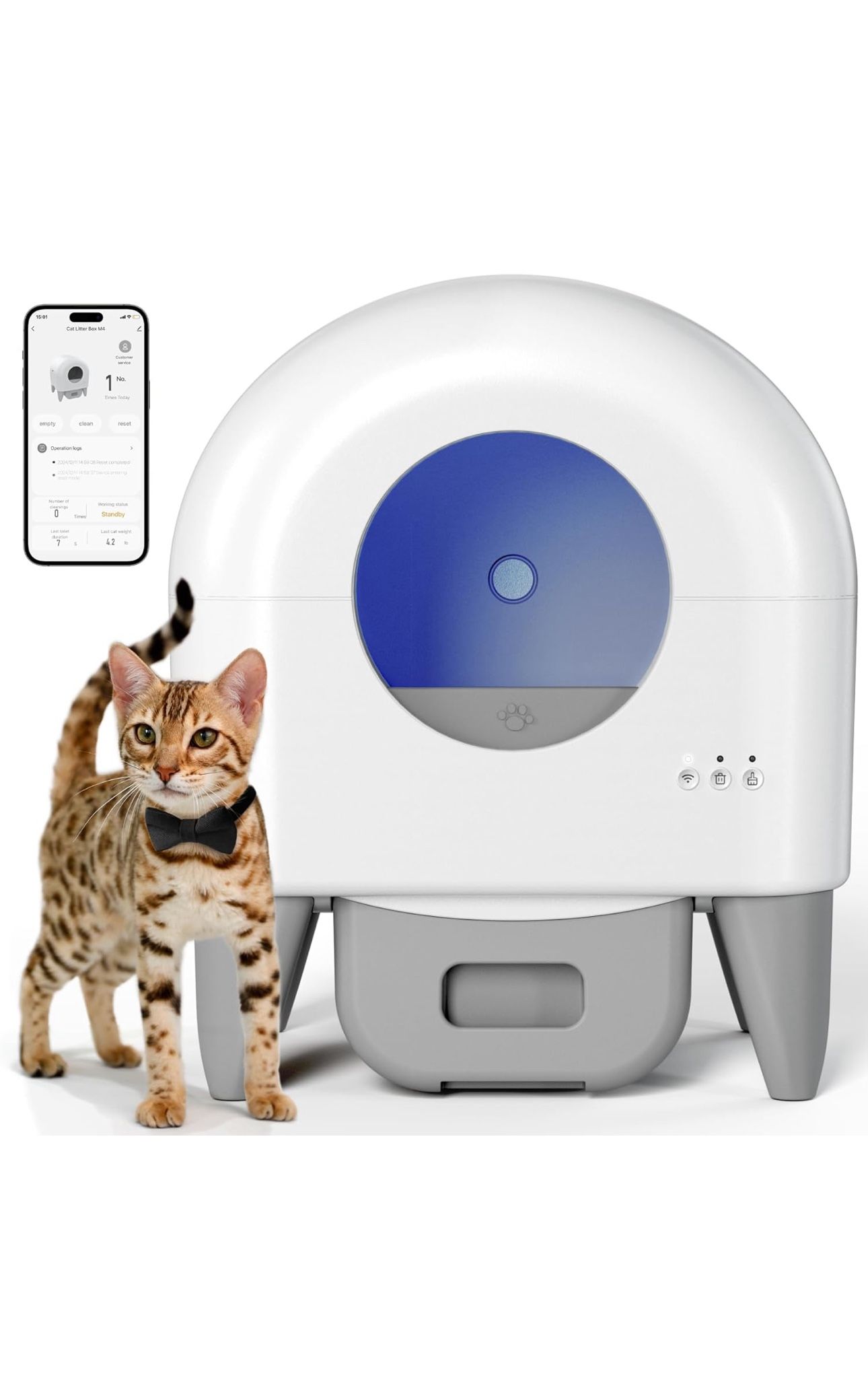 Self Cleaning Litter Box,95L Automatic Cat Litter Box Self Cleaning Large Capacity for Multiple Cats