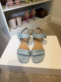 Light Blue Woven Ankle Strap Sandals size 8