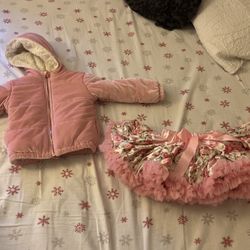 Winter Soft Pink Jacket With Tutu