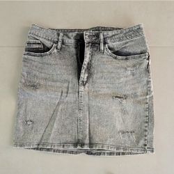 New Calvin Klein Jeans Distressed Gray Mini Denim Skirt