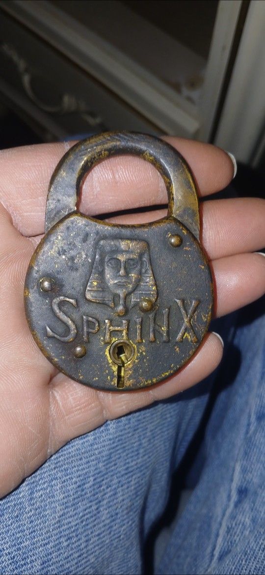 Vintage Sphinx Brass Padlock With Key