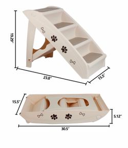 Pet Dog Stairs Steps for high Bed for Small Dogs Washable Carpet Foldable Plastic