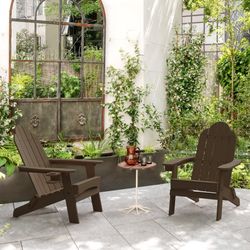 Adirondack Chairs Set of 2, Weather-Resistant Patio Chair with Wide Armrests & High Backrest, Fire Pit Chair for Garden, Backyard, Porch (Brown)